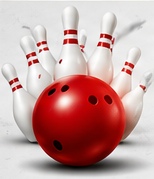 Bowling ball and pins